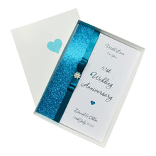 Load image into Gallery viewer, 51st Wedding Anniversary Card - Photo Camera 51 Year Fifty First Anniversary - 18 Colour Coice - Luxury Bow