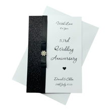 Load image into Gallery viewer, 53rd Wedding Anniversary Card - Plastic 53 Year Fifty Third Anniversary - 18 Colour Coice - Luxury Bow