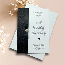 Load image into Gallery viewer, 54th Wedding Anniversary Card - Glass 54 Year Fifty Fourth Anniversary - 18 Colour Coice - Luxury Bow