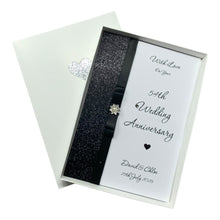 Load image into Gallery viewer, 54th Wedding Anniversary Card - Glass 54 Year Fifty Fourth Anniversary - 18 Colour Coice - Luxury Bow