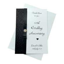 Load image into Gallery viewer, 54th Wedding Anniversary Card - Glass 54 Year Fifty Fourth Anniversary - 18 Colour Coice - Luxury Bow