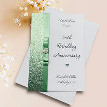Load image into Gallery viewer, 55th Wedding Anniversary Card - Emerald 55 Year Fifty Fifth Anniversary - 18 Colour Coice - Luxury Bow