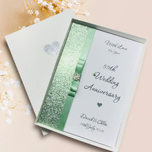 Load image into Gallery viewer, 55th Wedding Anniversary Card - Emerald 55 Year Fifty Fifth Anniversary - 18 Colour Coice - Luxury Bow