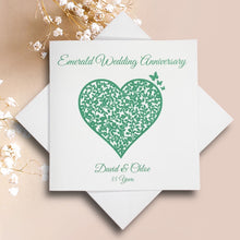 Load image into Gallery viewer, 55th Emerald Wedding Anniversary Personalised Card - 55 Years - Vintage Heart