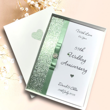 Load image into Gallery viewer, 55th Wedding Anniversary Card - Emerald 55 Year Fifty Fifth Anniversary - 18 Colour Coice - Luxury Bow