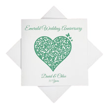 Load image into Gallery viewer, 55th Emerald Wedding Anniversary Personalised Card - 55 Years - Vintage Heart
