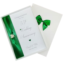 Load image into Gallery viewer, 55th Wedding Anniversary Card - Emerald 55 Year Fifty Fifth Anniversary Luxury Greeting Card Personalised