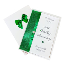 Load image into Gallery viewer, 55th Wedding Anniversary Card - Emerald 55 Year Fifty Fifth Anniversary - 18 Colour Coice - Luxury Bow