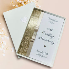 Load image into Gallery viewer, 57th Wedding Anniversary Card - Night 57 Year Fifty Seventh Anniversary - 18 Colour Coice - Luxury Bow