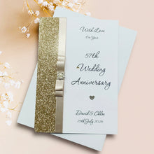 Load image into Gallery viewer, 57th Wedding Anniversary Card - Night 57 Year Fifty Seventh Anniversary - 18 Colour Coice - Luxury Bow