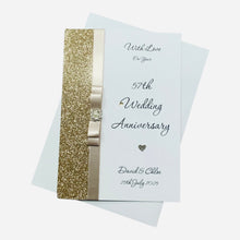 Load image into Gallery viewer, 57th Wedding Anniversary Card - Night 57 Year Fifty Seventh Anniversary - 18 Colour Coice - Luxury Bow