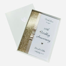 Load image into Gallery viewer, 58th Wedding Anniversary Card - Faith & Hope 58 Year Fifty Eighth Anniversary - 18 Colour Coice - Luxury Bow