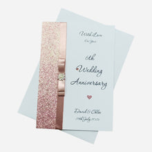 Load image into Gallery viewer, 6th Anniversary Card - Iron 6 Year Sixth Wedding Anniversary - 18 Colour Coice - Luxury Bow