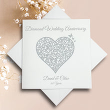 Load image into Gallery viewer, 60th Diamond Wedding Anniversary Personalised Card - 60 Years - Vintage Heart