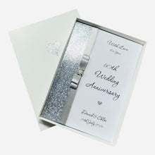 Load image into Gallery viewer, 60th Wedding Anniversary Card - Diamond 60 Year Sixtieth Anniversary - 18 Colour Coice - Luxury Bow