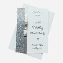 Load image into Gallery viewer, 60th Wedding Anniversary Card - Diamond 60 Year Sixtieth Anniversary - 18 Colour Coice - Luxury Bow