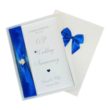 Load image into Gallery viewer, 65th Wedding Anniversary Card - Blue Sapphire 65 Year Sixty Fifth Anniversary Luxury Greeting Card Personalised