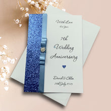 Load image into Gallery viewer, 7th Anniversary Card - Copper 7 Year Seventh Wedding Anniversary - 18 Colour Coice - Luxury Bow