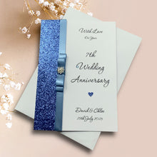 Load image into Gallery viewer, 7th Anniversary Card - Copper 7 Year Seventh Wedding Anniversary - 18 Colour Coice - Luxury Bow