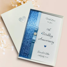 Load image into Gallery viewer, 7th Anniversary Card - Copper 7 Year Seventh Wedding Anniversary - 18 Colour Coice - Luxury Bow
