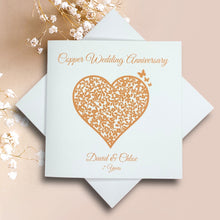 Load image into Gallery viewer, 7th Copper Wedding Anniversary Personalised Card - 7 Years - Vintage Heart