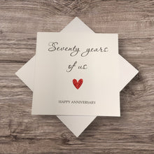 Load image into Gallery viewer, 70th Anniversary Card - Platinum 70 Years Greeting Card Personalised - Year Of Us