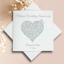 Load image into Gallery viewer, 70th Platinum Wedding Anniversary Personalised Card - 70 Years - Vintage Heart