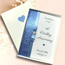 Load image into Gallery viewer, 7th Anniversary Card - Copper 7 Year Seventh Wedding Anniversary - 18 Colour Coice - Luxury Bow