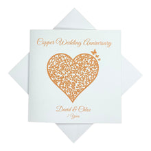 Load image into Gallery viewer, 7th Copper Wedding Anniversary Personalised Card - 7 Years - Vintage Heart