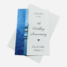 Load image into Gallery viewer, 7th Anniversary Card - Copper 7 Year Seventh Wedding Anniversary - 18 Colour Coice - Luxury Bow