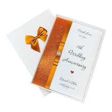 Load image into Gallery viewer, 7th Anniversary Card - Copper 7 Year Seventh Wedding Anniversary - 18 Colour Coice - Luxury Bow