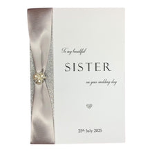 Load image into Gallery viewer, Sister Wedding Card - Personalised Luxury Greeting Card With Colour Ribbon & Linen Texture