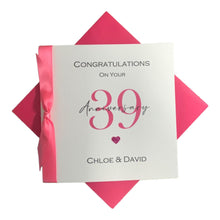 Load image into Gallery viewer, 39th Wedding Anniversary Card - Lace 39 Year Thirty Ninth Greeting Card Gift for Wife Husband Parents - 17 Colours- Ribbon Number