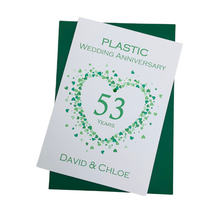 Load image into Gallery viewer, 53rd Wedding Anniversary Card - Plastic 53 Year Fifty Third Anniversary Luxury Greeting Personalised - Love Heart