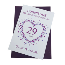 Load image into Gallery viewer, 29th Wedding Anniversary Card - Furniture 29 Year Twenty Ninth Anniversary Luxury Greeting Card, Personalised - Love Heart