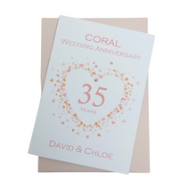 Load image into Gallery viewer, 35th Wedding Anniversary Card - Coral 35 Year Thirty Fifth Anniversary Luxury Greeting Card, Personalised - Love Heart