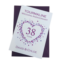 Load image into Gallery viewer, 38th Wedding Anniversary Card - Tourmaline 38 Year Thirty Eighth Anniversary Luxury Greeting Card Personalised - Love Heart