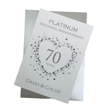 Load image into Gallery viewer, 70th Wedding Anniversary Card - Platinum 70 Year Seventieth Anniversary Luxury Greeting Card Personalised - Love Heart