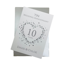 Load image into Gallery viewer, 10th Wedding Anniversary Card - Tin 10 Year Tenth Anniversary Luxury Greeting Card, Personalised  - Love Heart