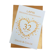 Load image into Gallery viewer, 32nd Wedding Anniversary Card - Lapis 32 Year Thirty Second Anniversary Luxury Greeting Card, Personalised - Love Heart