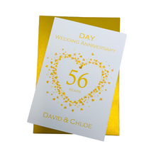 Load image into Gallery viewer, 56th Wedding Anniversary Card - Day 56 Year Fifty Sixth Anniversary Luxury Greeting Personalised - Love Heart