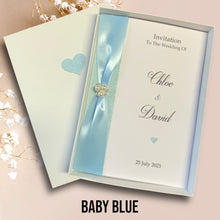 Load image into Gallery viewer, Wedding Day Invite Invitation Card - Bride & Groom - Envelope or Gift Box - 20 Colour Choice - Choose Pack Quantity