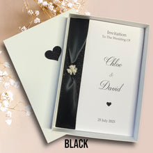 Load image into Gallery viewer, Wedding Day Invite Invitation Card - Bride & Groom - Envelope or Gift Box - 20 Colour Choice - Choose Pack Quantity