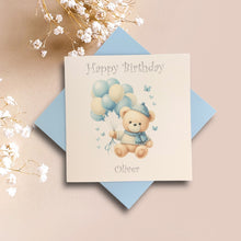 Load image into Gallery viewer, Birthday Card - Personalised Greeting Card - Blue Balloons