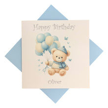 Load image into Gallery viewer, Birthday Card - Personalised Greeting Card - Blue Balloons