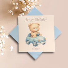 Load image into Gallery viewer, Birthday Card - Personalised Greeting Card - Blue Car