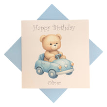 Load image into Gallery viewer, Birthday Card - Personalised Greeting Card - Blue Car