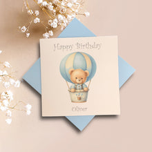 Load image into Gallery viewer, Birthday Card - Personalised Greeting Card - Blue Hot Air Balloon