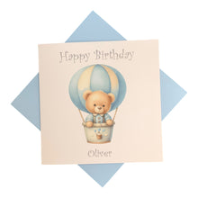 Load image into Gallery viewer, Birthday Card - Personalised Greeting Card - Blue Hot Air Balloon