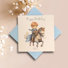 Load image into Gallery viewer, Birthday Card - Personalised Greeting Card - Blue Knight
